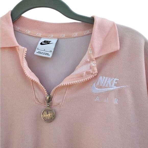 Nike Air Women's Pique Polo Cropped Top in Pink Size Small - Picture 8 of 9